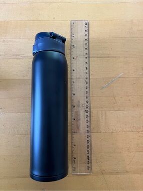 Zojirushi Blue Water Bottle, One-Touch Stainless Steel Mug, Seamless
